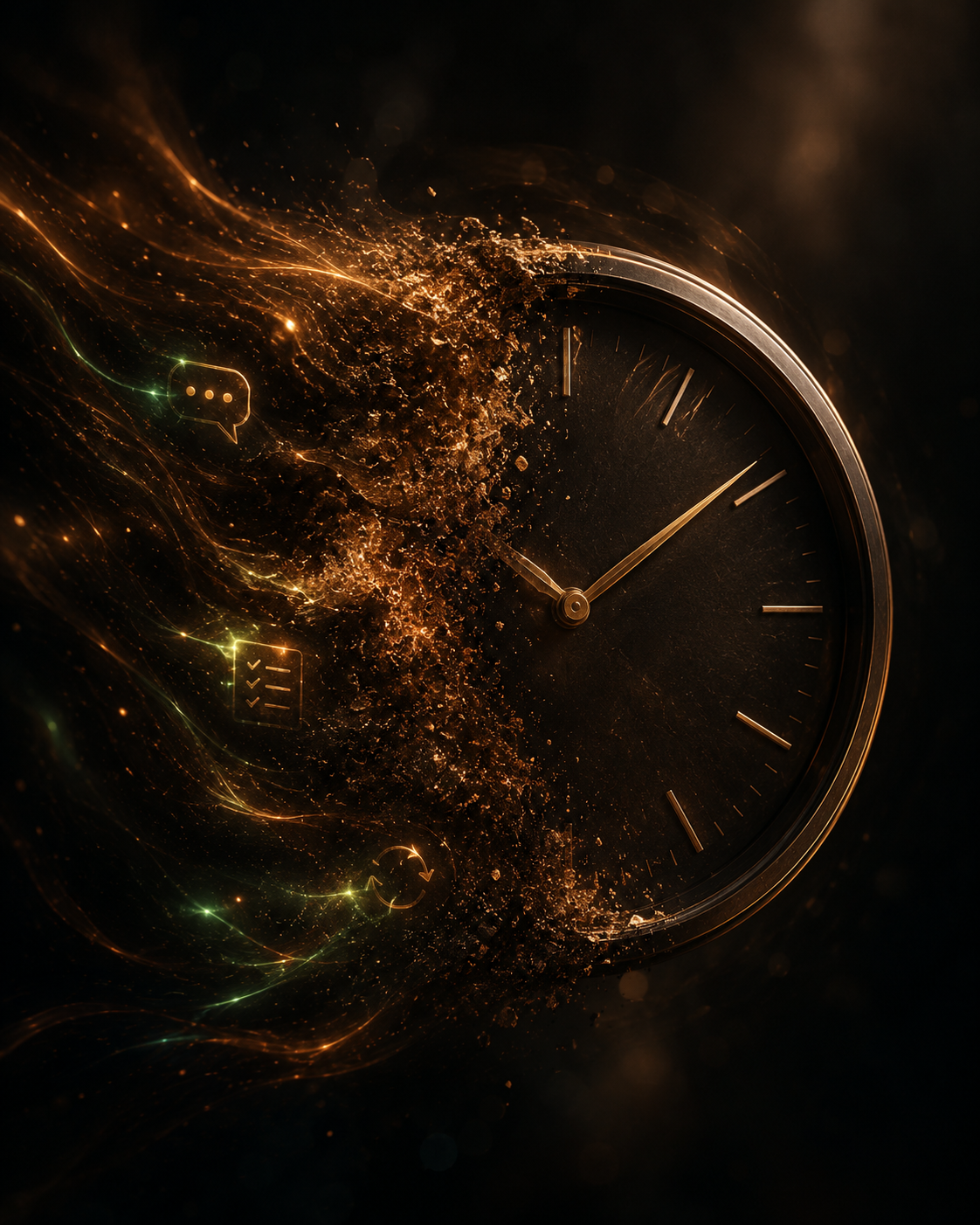 Reloj y tareas comerciales representando el tiempo que consume vender